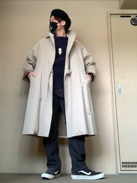 「COMOLI（コモリ）のアイテム（その他アウター）」を使った、moto miniさん（メンズ・171cm）の冬コーディネート