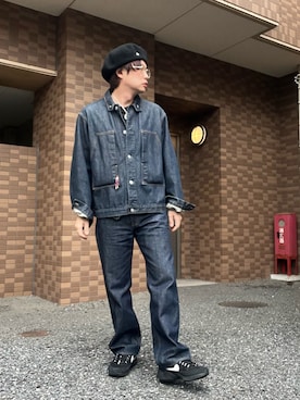 「アイテム（ハンチング/ベレー帽）」を使った、moto miniさん（メンズ・171cm）の秋コーディネート