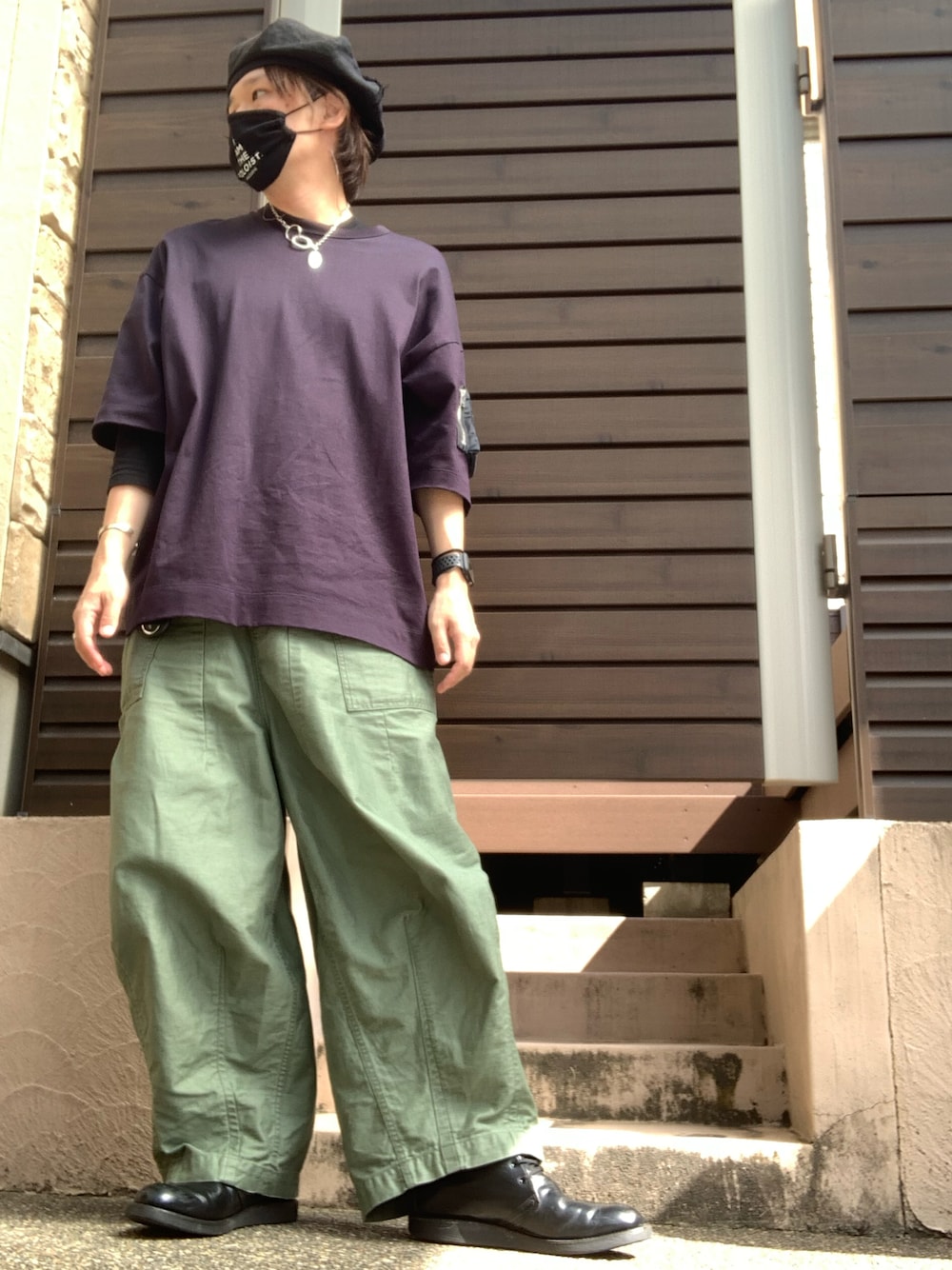「NEEDLES、CINOH、yohjiyamamoto、Redwing、FENDI、アンサンブル、ヒザデルパンツ、ポストマンシューズ」｜「Yohji Yamamotoのアイテム（ハンチング/ベレー帽、ブラック系）」を使った、moto miniさん（メンズ・171cm）の秋コーディネートの1枚目の写真