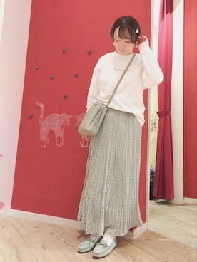 「USAコットン」｜「アイテム（スウェット）」を使った、じゅんなさん（レディース・156cm）の冬コーディネート