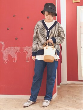「DRESKIP（ドレスキップ）のアイテム（ハット）」を使った、じゅんなさん（レディース・156cm）の春コーディネート