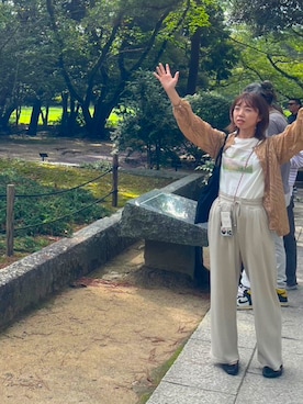 「apres jour clair（アプレジュールクレア）のアイテム（Tシャツ/カットソー）」を使った、もやこさん（レディース・165cm）の秋コーディネート