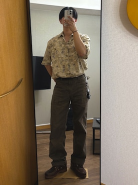 「アイテム（モカシン/デッキシューズ、ブラウン系）」を使った、t-zoneさん（メンズ・167cm）の夏コーディネート