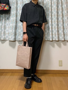 「DOOPZ（ドープス）のアイテム（スラックス）」を使った、戯風さん（メンズ・164cm）の秋コーディネート