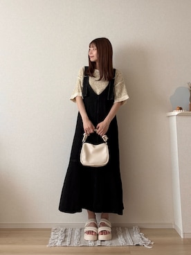 「アイテム（ジャンパースカート）」を使った、ゆめかさん（レディース・154cm・20代）の夏コーディネート