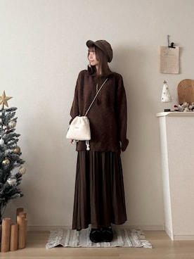 「アイテム（キャスケット）」を使った、ゆめかさん（レディース・154cm）の冬コーディネート