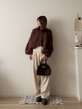 「アイテム（ボストンバッグ）」を使った、ゆめかさん（レディース・154cm）の秋コーディネート