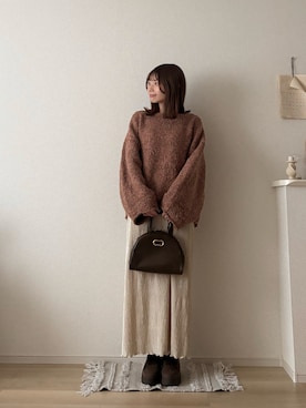 「アイテム（ボストンバッグ）」を使った、ゆめかさん（レディース・154cm）の秋コーディネート