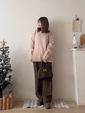 「アイテム（ボストンバッグ）」を使った、ゆめかさん（レディース・154cm）の冬コーディネート