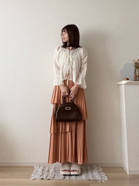 「アイテム（ボストンバッグ）」を使った、ゆめかさん（レディース・154cm）の秋コーディネート