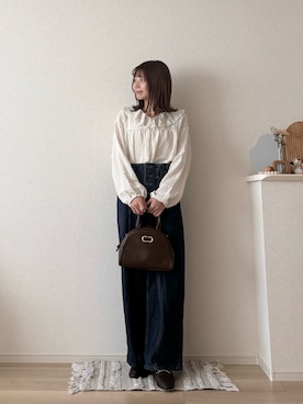 「アイテム（ボストンバッグ）」を使った、ゆめかさん（レディース・154cm）の秋コーディネート