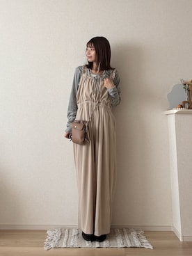 「アイテム（オールインワン・サロペット）」を使った、ゆめかさん（レディース・154cm）の秋コーディネート