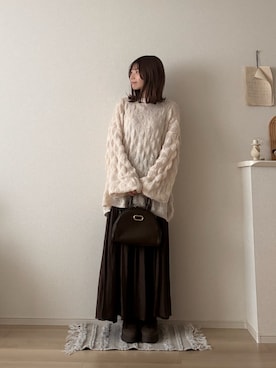 「アイテム（ボストンバッグ）」を使った、ゆめかさん（レディース・154cm）の秋コーディネート