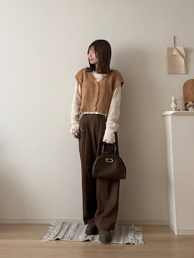 「アイテム（ベスト）」を使った、ゆめかさん（レディース・154cm）の秋コーディネート