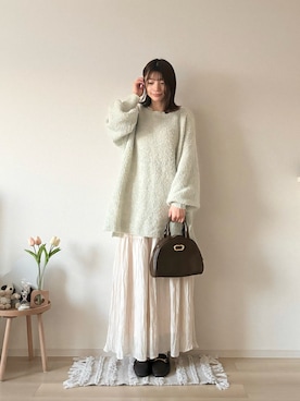「ティアードスカート」｜「アイテム（ローファー）」を使った、ゆめかさん（レディース・154cm）の秋コーディネート