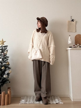 「アイテム（キャスケット）」を使った、ゆめかさん（レディース・154cm）の冬コーディネート