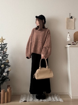 「アイテム（キャスケット）」を使った、ゆめかさん（レディース・154cm）の冬コーディネート