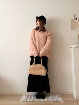 「アイテム（キャスケット）」を使った、ゆめかさん（レディース・154cm）の冬コーディネート