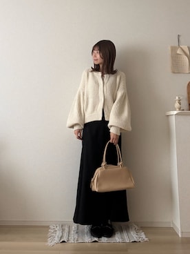 「アイテム（ボストンバッグ）」を使った、ゆめかさん（レディース・154cm）の秋コーディネート