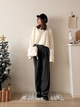 「アイテム（キャスケット）」を使った、ゆめかさん（レディース・154cm）の冬コーディネート