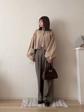 「アイテム（ボストンバッグ）」を使った、ゆめかさん（レディース・154cm）の秋コーディネート