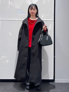 「LAKOLE（ラコレ）の裏起毛タックイージーパンツ / 591128（スラックス）」を使った、うえさん（レディース・153cm）の秋コーディネート