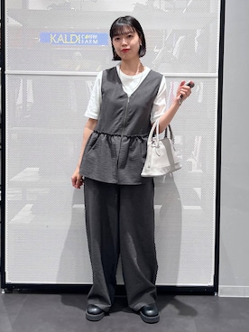 「LAKOLE（ラコレ）のステンレスシンプルチェーンネックレス2 / 128997（ネックレス、その他）」を使った、うえさん（レディース・153cm）の春コーディネート