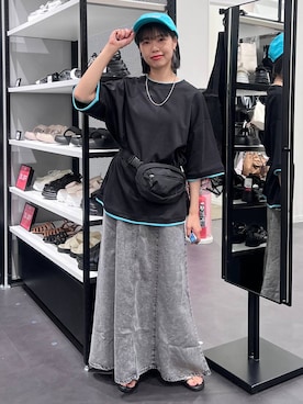 「LAKOLE（ラコレ）のステンレスシンプルチェーンネックレス2 / 128997（ネックレス、その他）」を使った、うえさん（レディース・153cm）の夏コーディネート