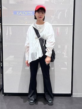 「LAKOLE（ラコレ）のステンレスシンプルチェーンネックレス2 / 128997（ネックレス、その他）」を使った、うえさん（レディース・153cm）の春コーディネート