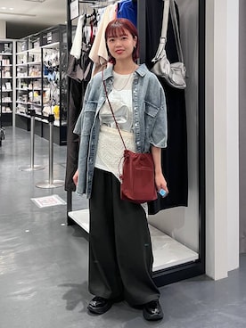 「アイテム（財布/小物、ホワイト系）」を使った、うえさん（レディース・153cm）の夏コーディネート