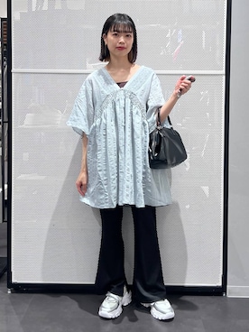 「LAKOLE（ラコレ）のがま口風ミニ2WAYショルダーバッグ / 597954（ショルダーバッグ、ブラック系）」を使った、うえさん（レディース・153cm）の春コーディネート