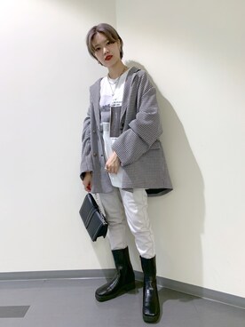 「PAGEBOY（ページボーイ）のチェーンスタッズショルダー（ショルダーバッグ）」を使った、うえさん（レディース・153cm）の秋コーディネート