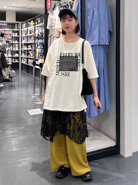 「アイテム（チュニック）」を使った、うえさん（レディース・153cm）の夏コーディネート