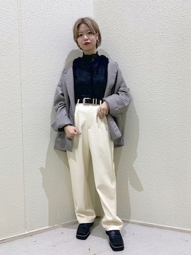 「JEANASIS（ジーナシス）のアイテム（ローファー）」を使った、うえさん（レディース・153cm）の秋コーディネート