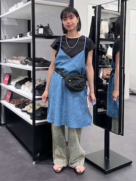 「LAKOLE（ラコレ）のステンレスシンプルチェーンネックレス2 / 128997（ネックレス、その他）」を使った、うえさん（レディース・153cm）の夏コーディネート