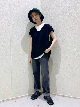 「JEANASIS（ジーナシス）のアイテム（ローファー）」を使った、うえさん（レディース・153cm）の夏コーディネート
