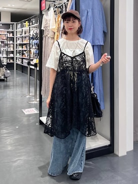 「アイテム（チュニック）」を使った、うえさん（レディース・153cm・20代）の夏コーディネート