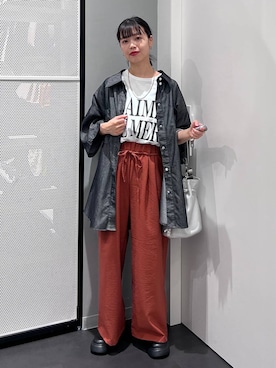 「LAKOLE（ラコレ）のBIGロゴTEE / 1043291（Tシャツ/カットソー、ホワイト系）」を使った、うえさん（レディース・153cm）の夏コーディネート