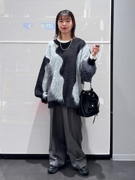 「LAKOLE（ラコレ）の裏起毛タックイージーパンツ / 591128（スラックス）」を使った、うえさん（レディース・153cm）の秋コーディネート