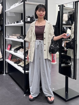 「LAKOLE（ラコレ）のステンレスシンプルチェーンネックレス2 / 128997（ネックレス、その他）」を使った、うえさん（レディース・153cm）の夏コーディネート