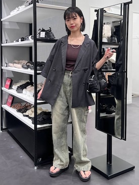「LAKOLE（ラコレ）のステンレスシンプルチェーンネックレス2 / 128997（ネックレス、その他）」を使った、うえさん（レディース・153cm）の夏コーディネート
