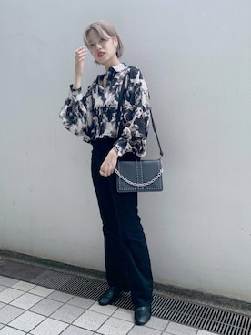 「PAGEBOY（ページボーイ）のチェーンスタッズショルダー（ショルダーバッグ）」を使った、うえさん（レディース・153cm）の秋コーディネート