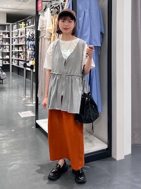 「アイテム（ベスト）」を使った、うえさん（レディース・153cm・20代）の夏コーディネート