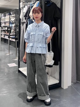 「LAKOLE（ラコレ）のアイテム（かごバッグ）」を使った、うえさん（レディース・153cm）の春コーディネート