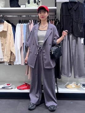 「LAKOLE（ラコレ）のアイテム（キャップ）」を使った、うえさん（レディース・153cm）の春コーディネート