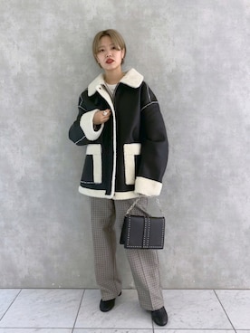 「PAGEBOY（ページボーイ）のチェーンスタッズショルダー（ショルダーバッグ）」を使った、うえさん（レディース・153cm）の秋コーディネート