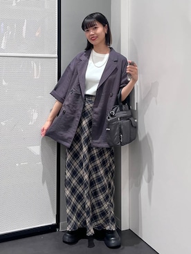 「LAKOLE（ラコレ）の＜多機能ウェア＞アソートチビTEE / 1054027（Tシャツ/カットソー、ホワイト系）」を使った、うえさん（レディース・153cm）の夏コーディネート