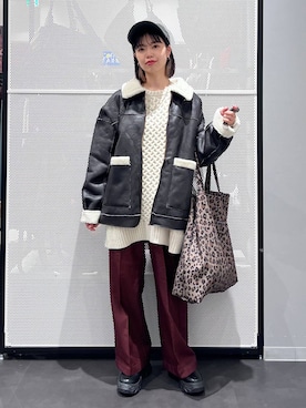 「アイテム（ムートンコート）」を使った、うえさん（レディース・153cm）の冬コーディネート