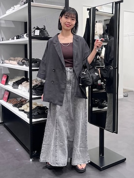 「LAKOLE（ラコレ）のステンレスシンプルチェーンネックレス2 / 128997（ネックレス、その他）」を使った、うえさん（レディース・153cm）の夏コーディネート