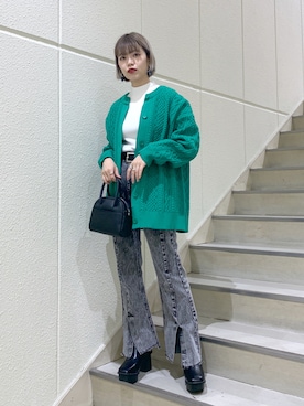 「アイテム（ボストンバッグ）」を使った、うえさん（レディース・153cm）の冬コーディネート